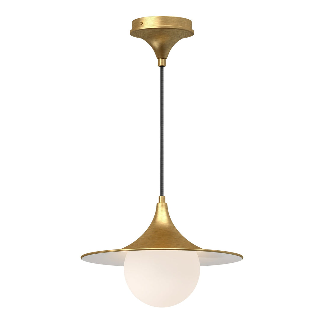 Fuji 12-in Brushed Gold/Opal Matte Glass 1 Light Pendant