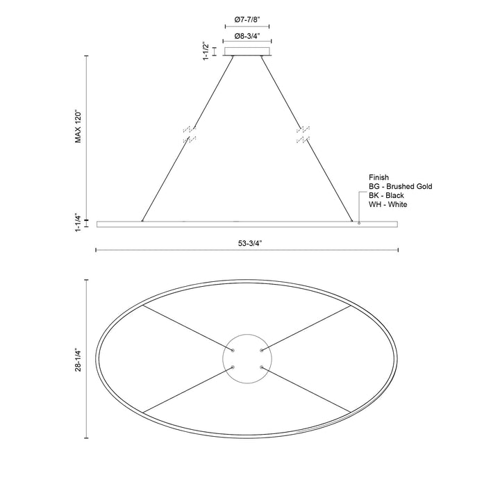 Ovale 53-in Linear Pendant