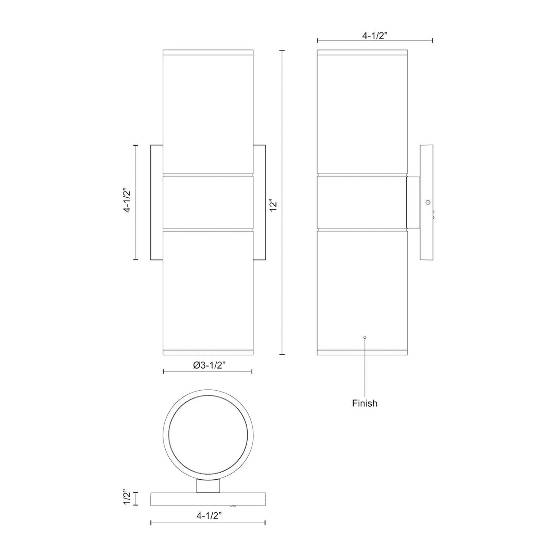 Lund 12-in Black LED Exterior Wall Sconce