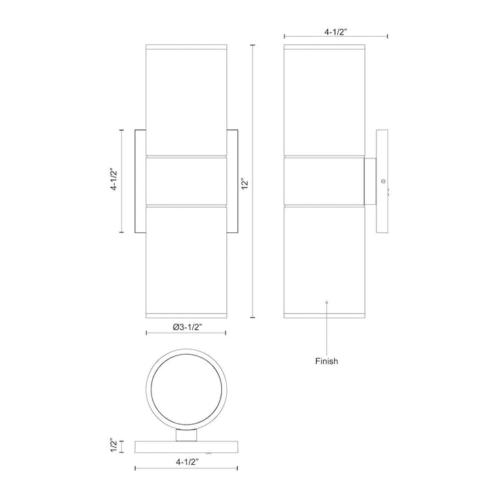 Lund 12-in Black LED Exterior Wall Sconce