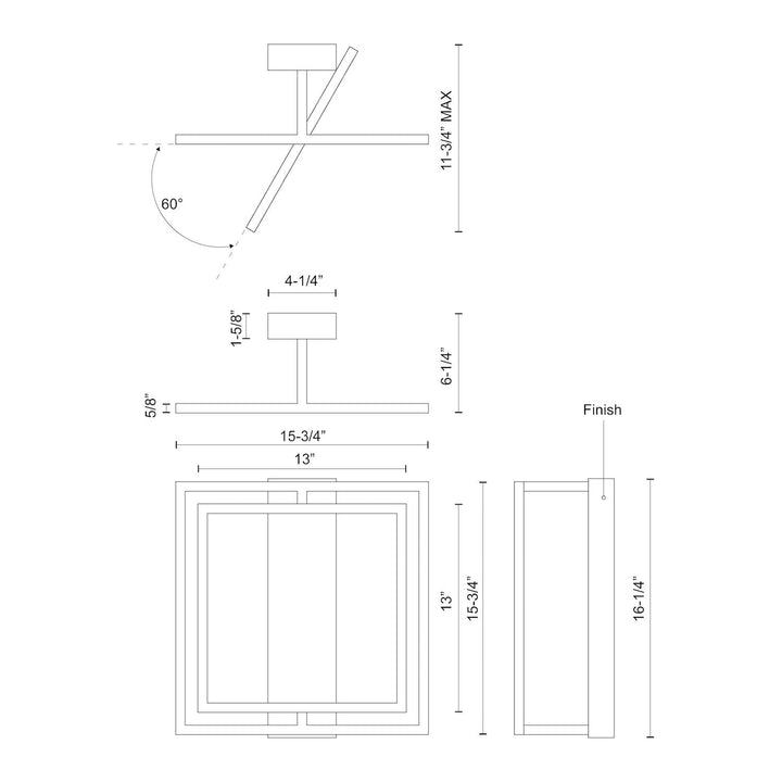 Mondrian 16-in Semi-Flush Mount