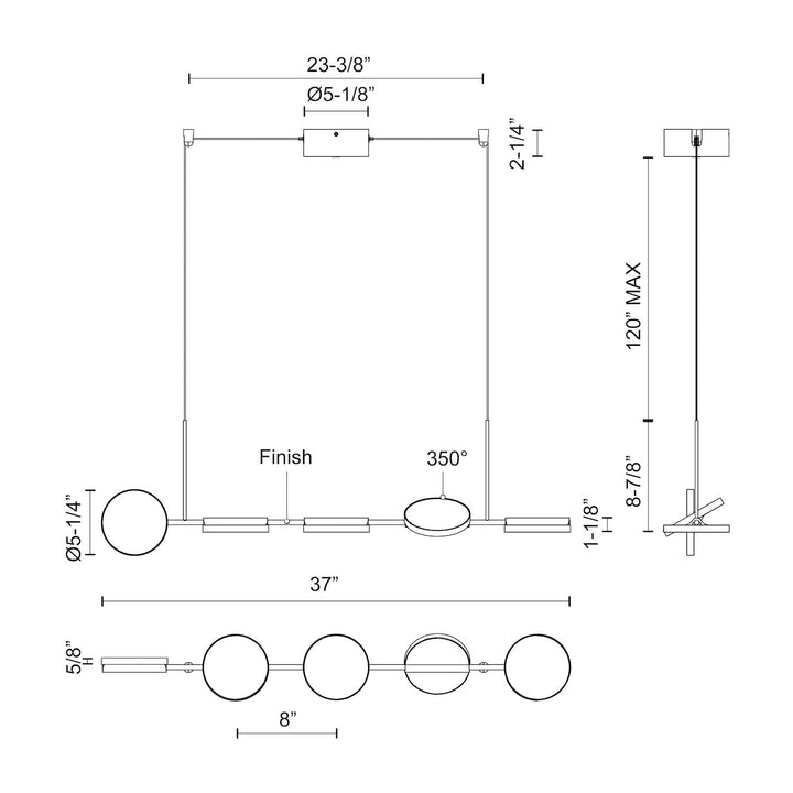 Novel 37-in Linear Pendant