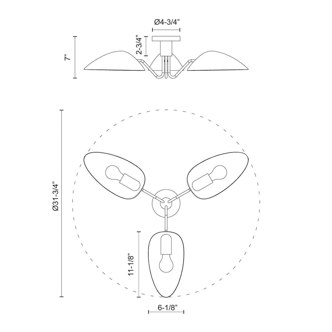 Oscar 32-in Semi-Flush Mount