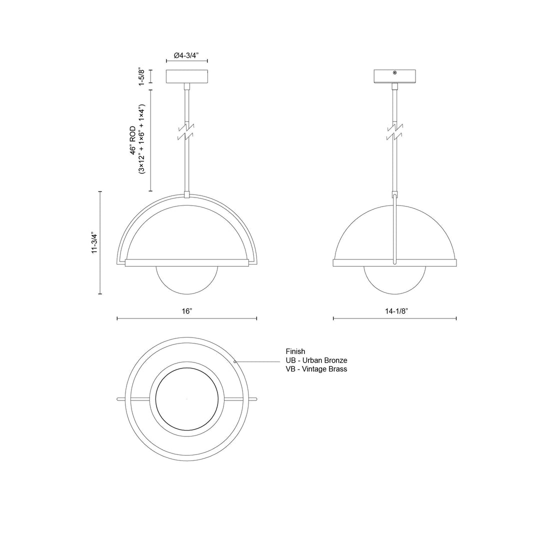 Bowery 16-in Pendant