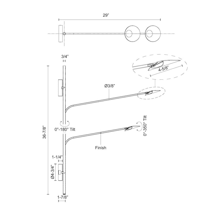 Rotaire 2 Head Wall Sconce