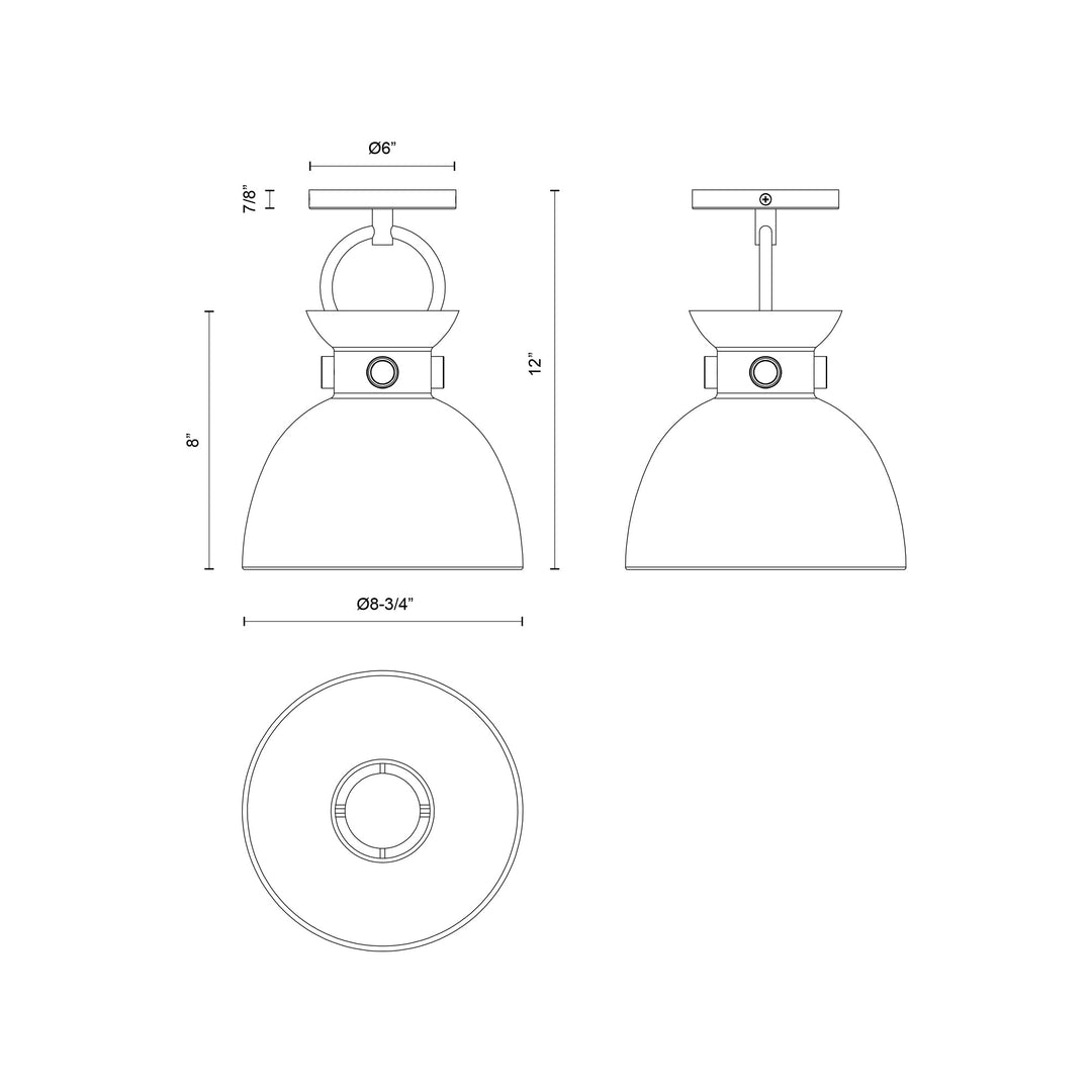 Waldo 9-in Semi-Flush Mount