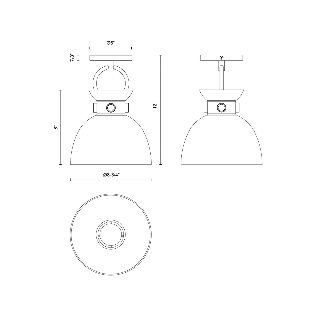 Waldo 9-in Semi-Flush Mount