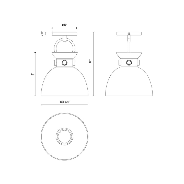 Waldo 9-in Semi-Flush Mount