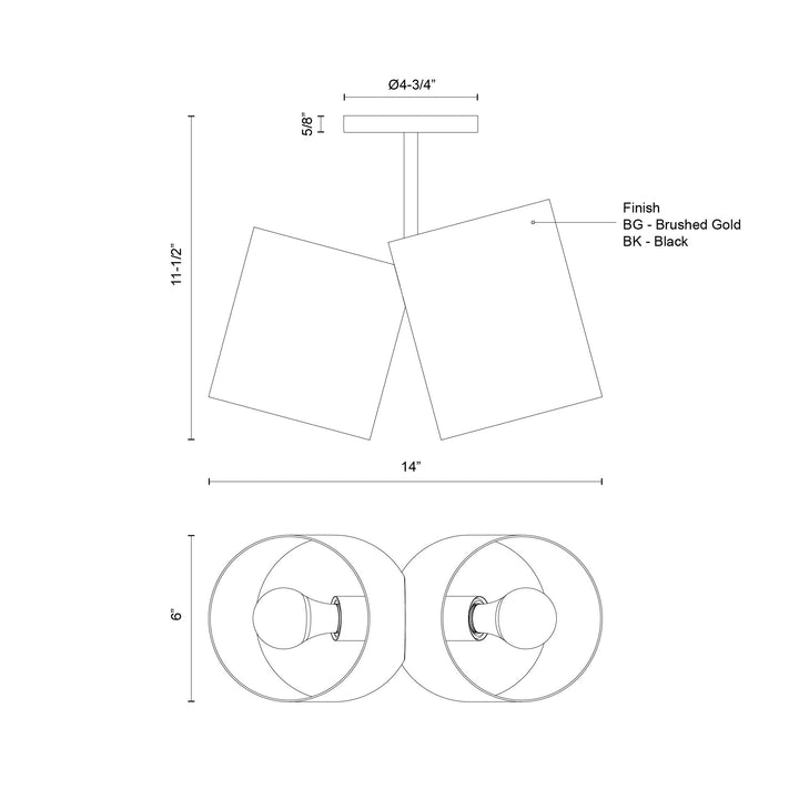 Keiko 14-in Semi-Flush Mount