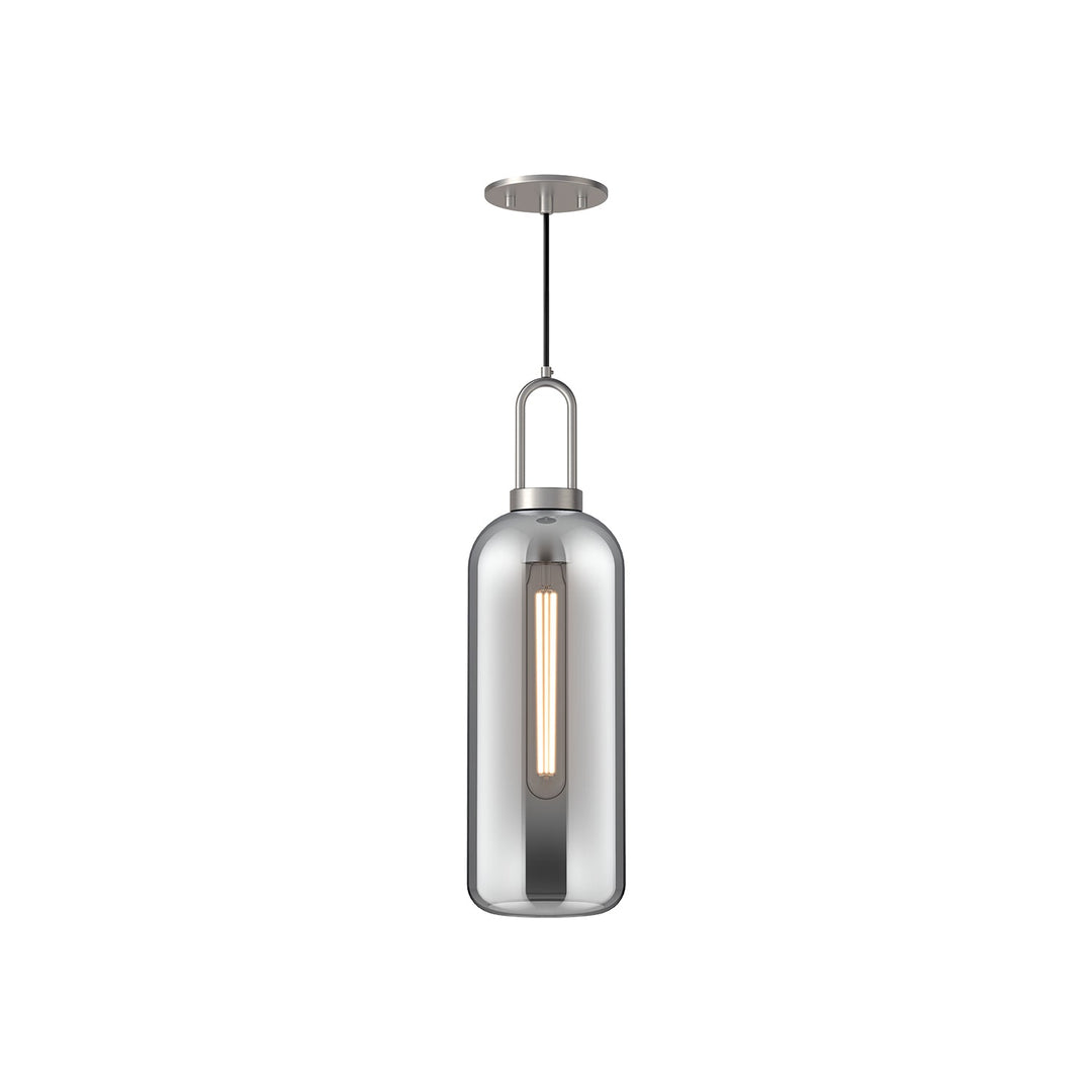 Soji 6-in Brushed Nickel/Smoked Solid Glass 1 Light Pendant